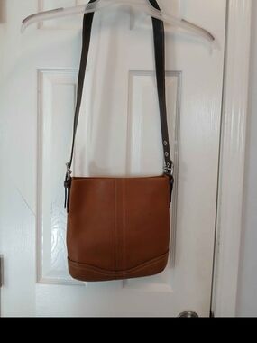 Coach Brown Leather Bag with Black Strap